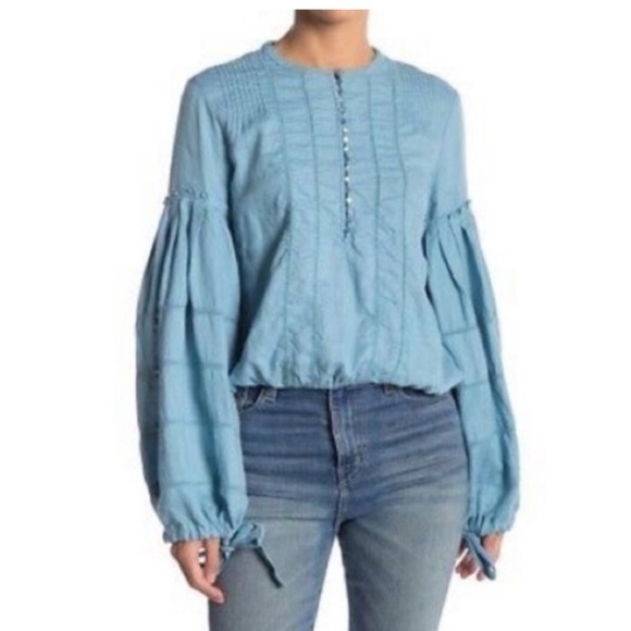 NWOT Free People High Swells linen top - Picture 2 of 5